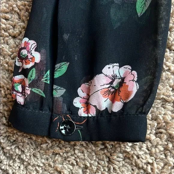 Cabi Garden Floral Black Sheer Women's Blouse Style 3595 Size Medium - Picture 5 of 8